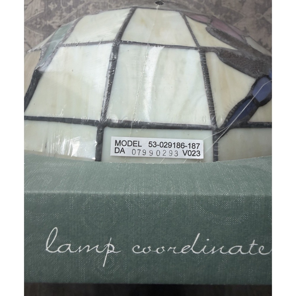 New Home Trends Accent Lamp Dragonfly Floral Stained Glass Shade Only - Picture 3 of 4